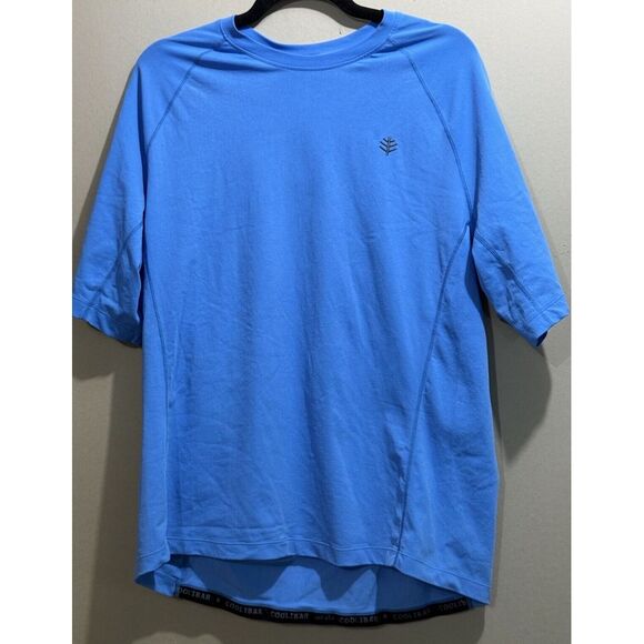 Coolibar UPF 50+ UV Men's Light Blue &‎ Blue Tee Shirts (2) Workout Large - Picture 1 of 10